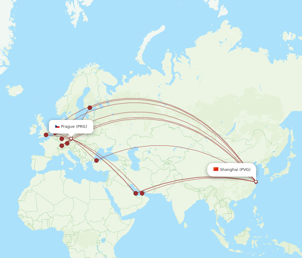 PRG-PVG flight routes