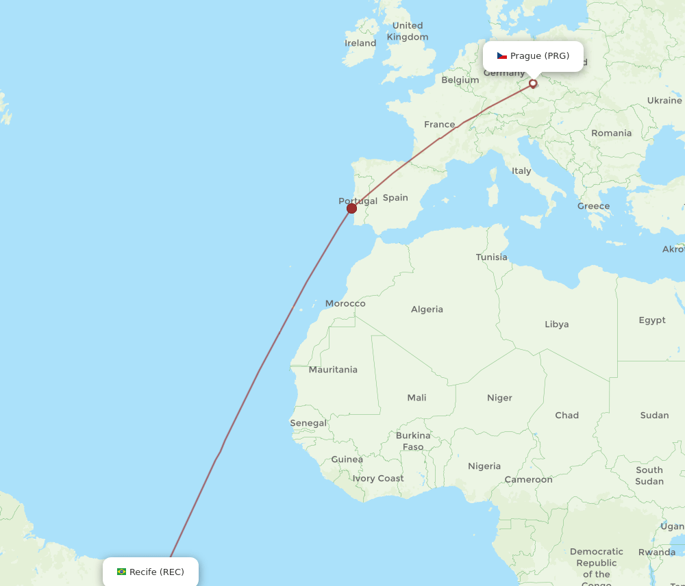 PRG-REC flight routes