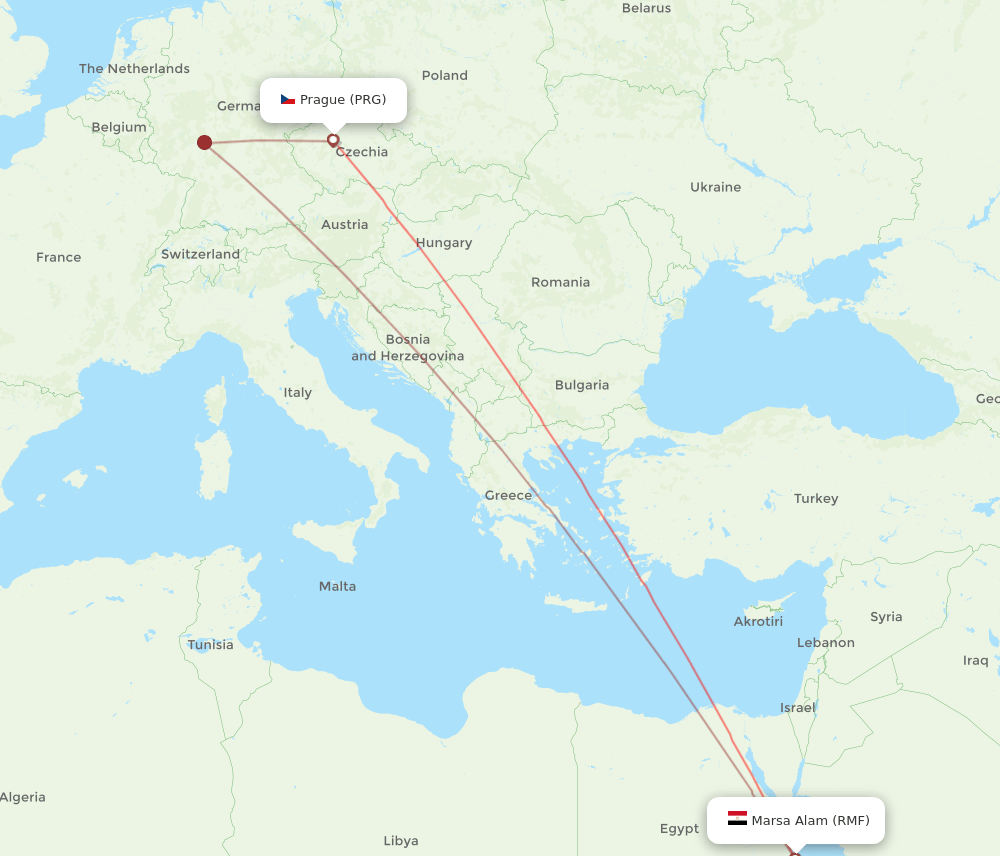 PRG to RMF flights and routes map