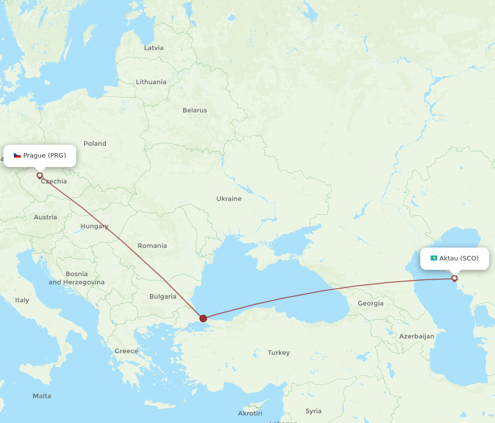 PRG-SCO flight routes