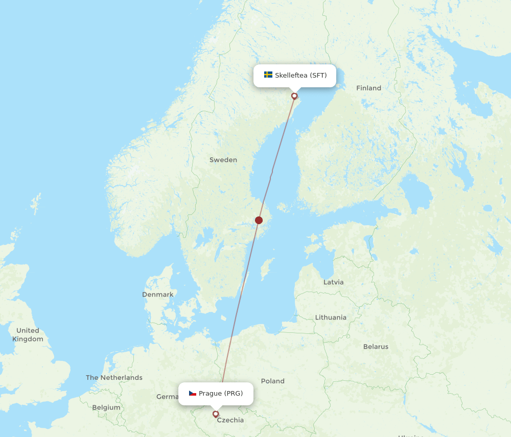 PRG-SFT flight routes