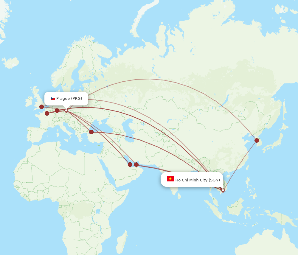 PRG-SGN flight routes