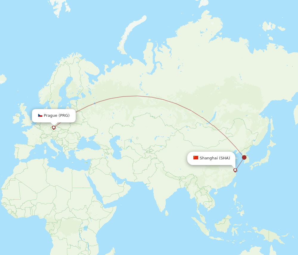 PRG-SHA flight routes