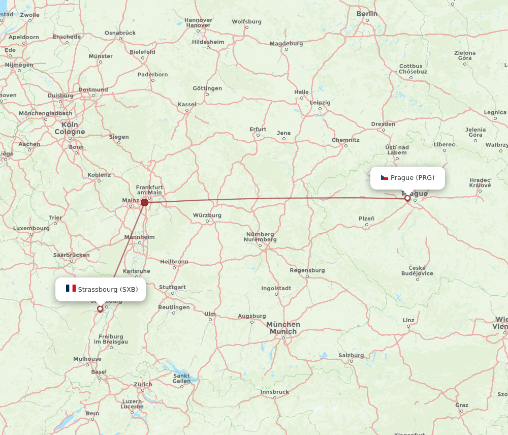 PRG-SXB flight routes