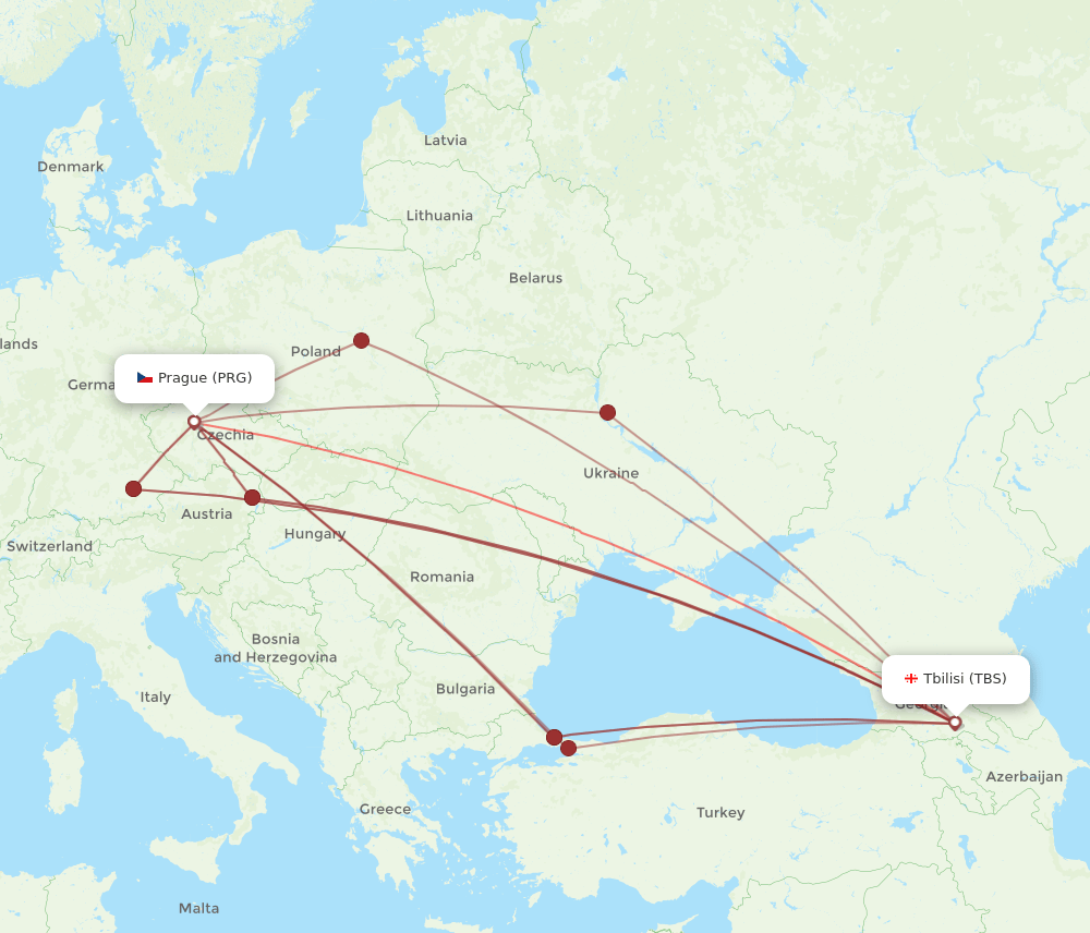 PRG-TBS flight routes