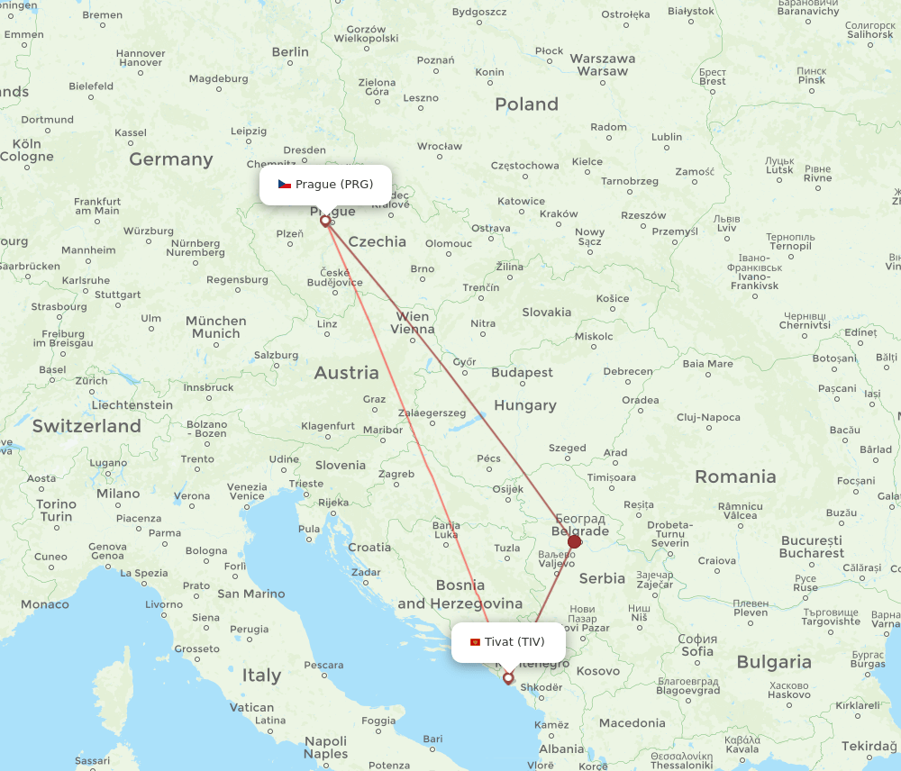 PRG-TIV flight routes