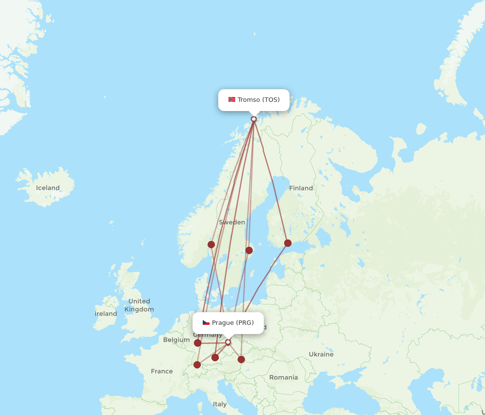 PRG-TOS flight routes