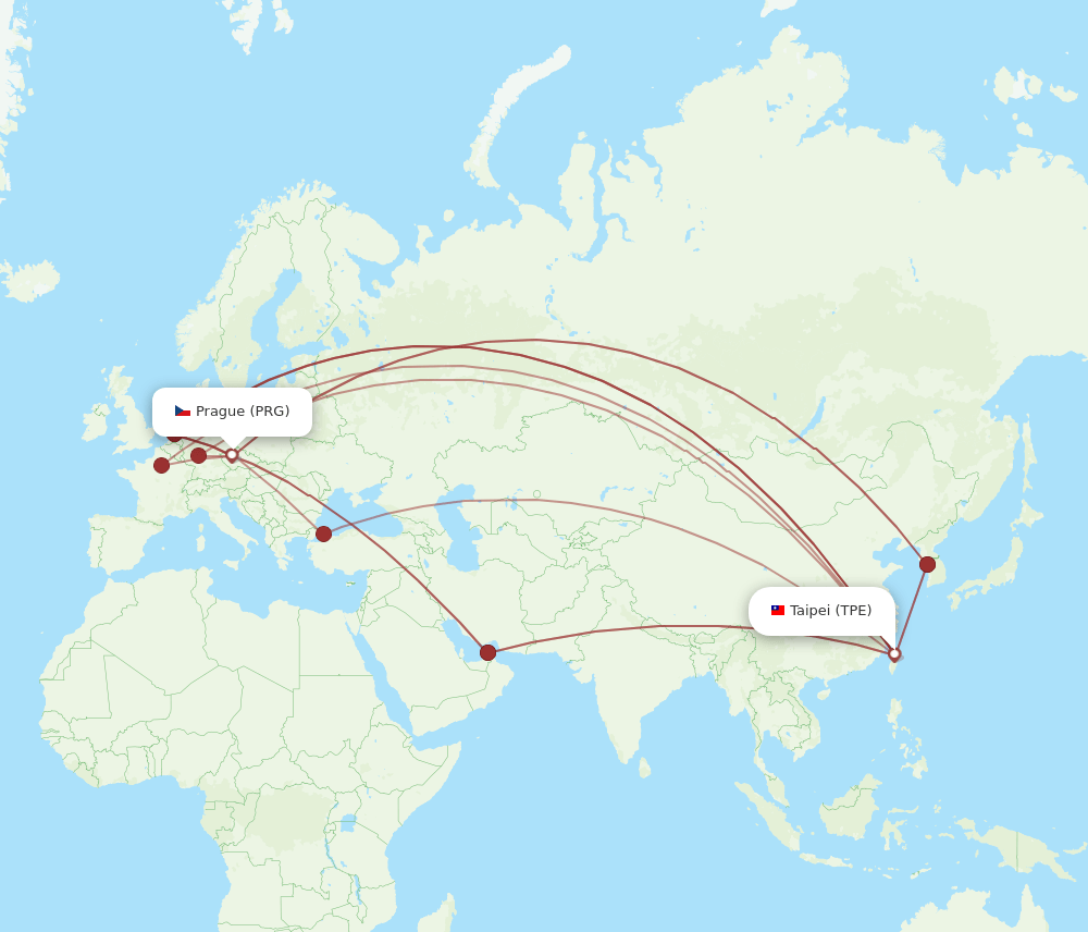 PRG-TPE flight routes