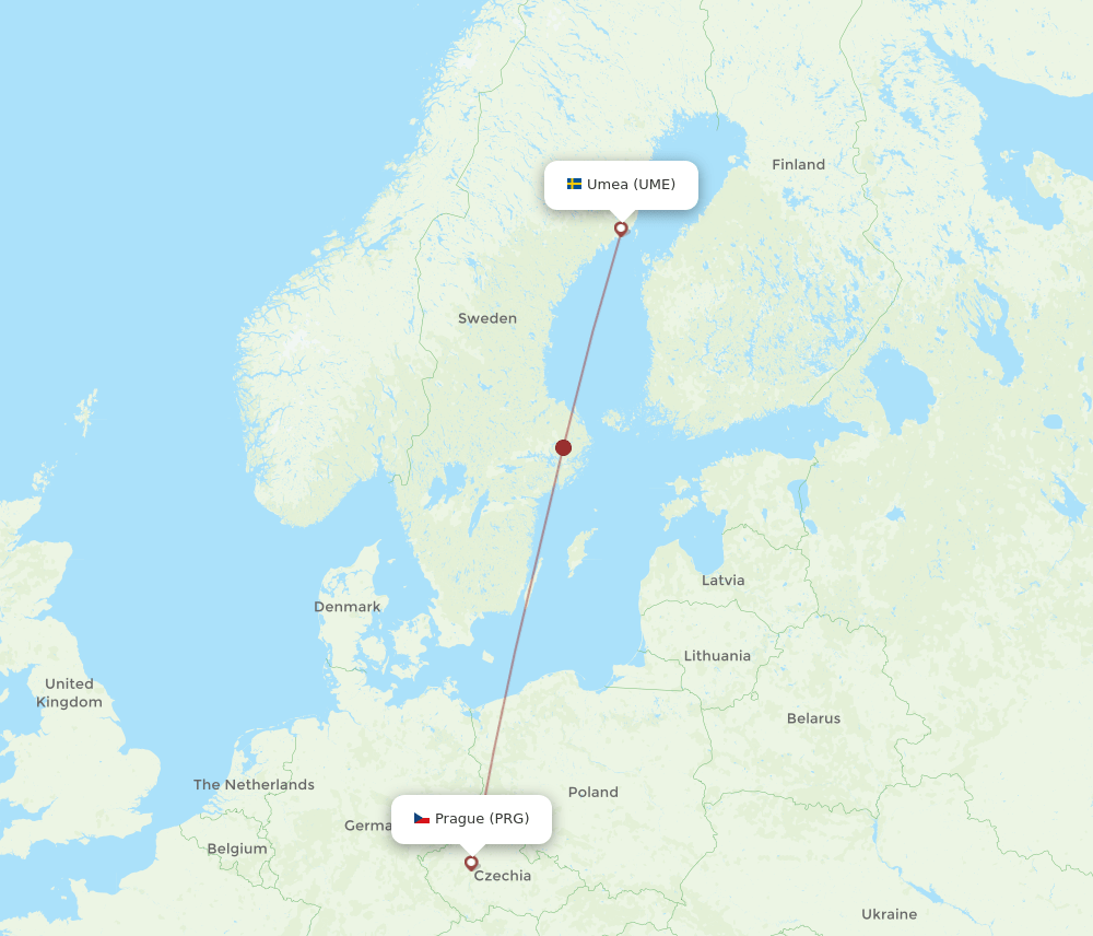 PRG-UME flight routes