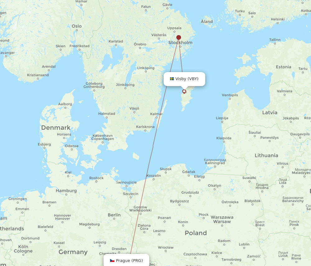 PRG-VBY flight routes