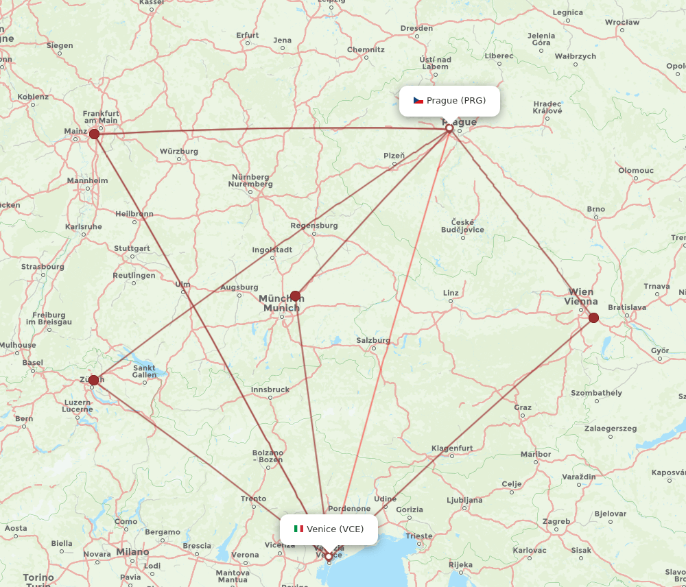 PRG-VCE flight routes