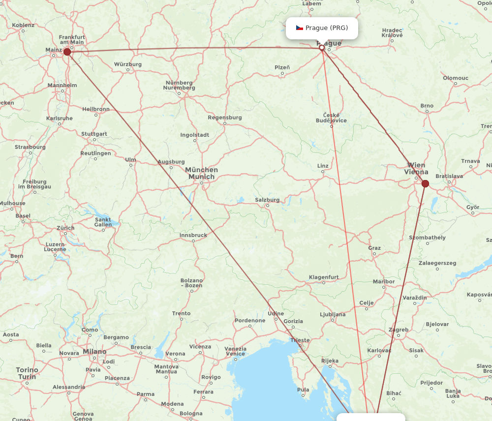 PRG-ZAD flight routes