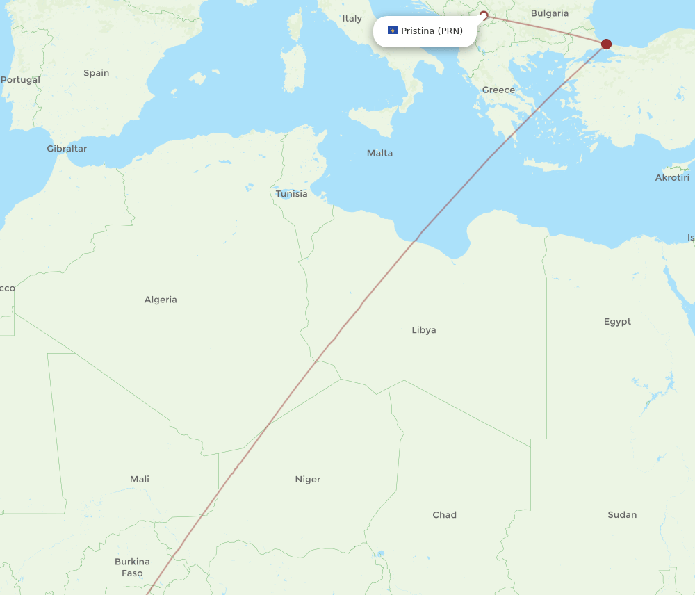 PRN-ABJ flight routes