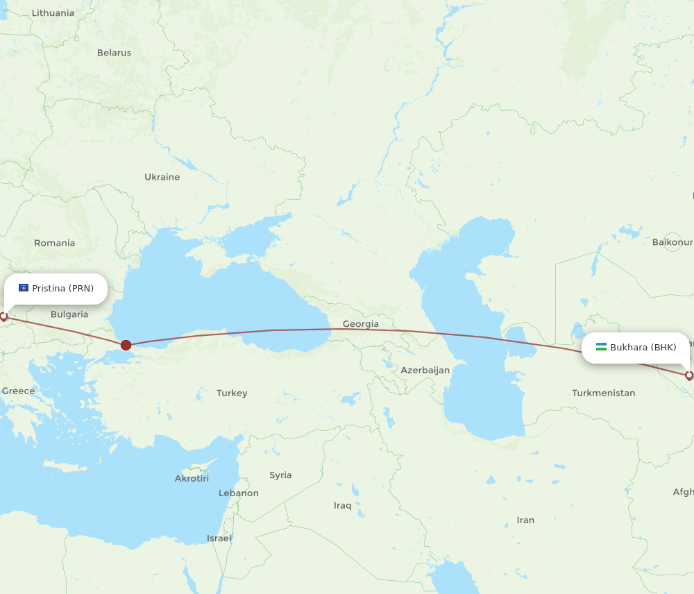 PRN-BHK flight routes
