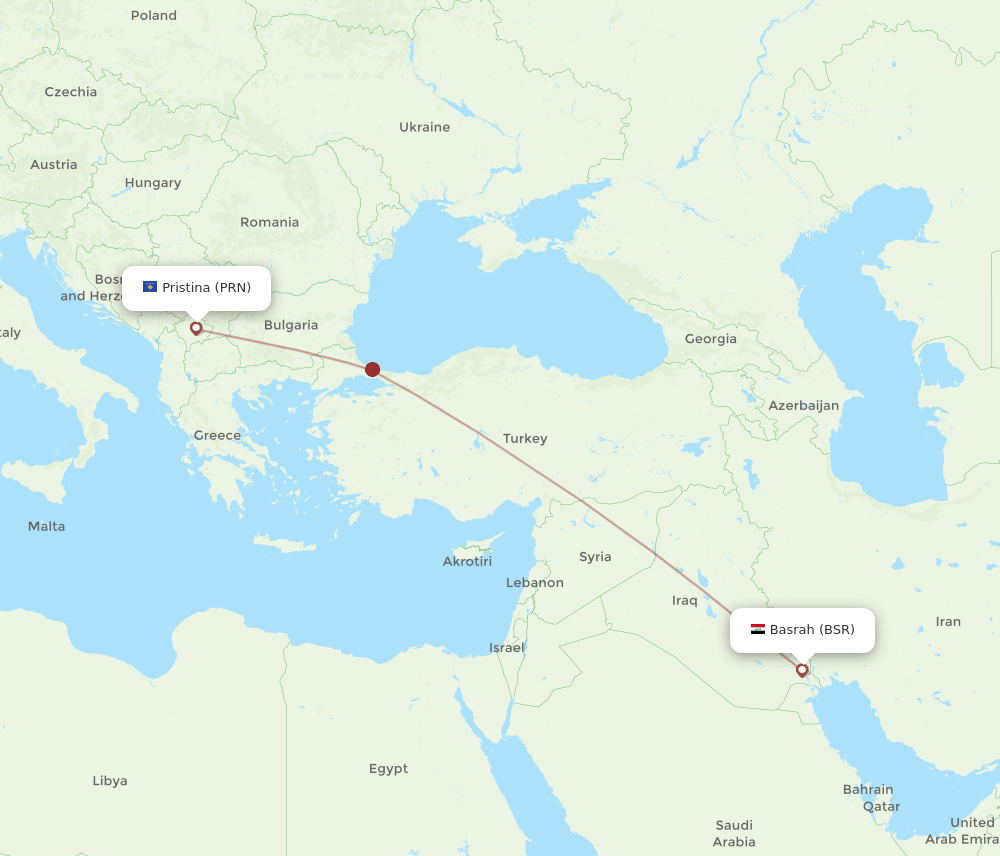 PRN-BSR flight routes