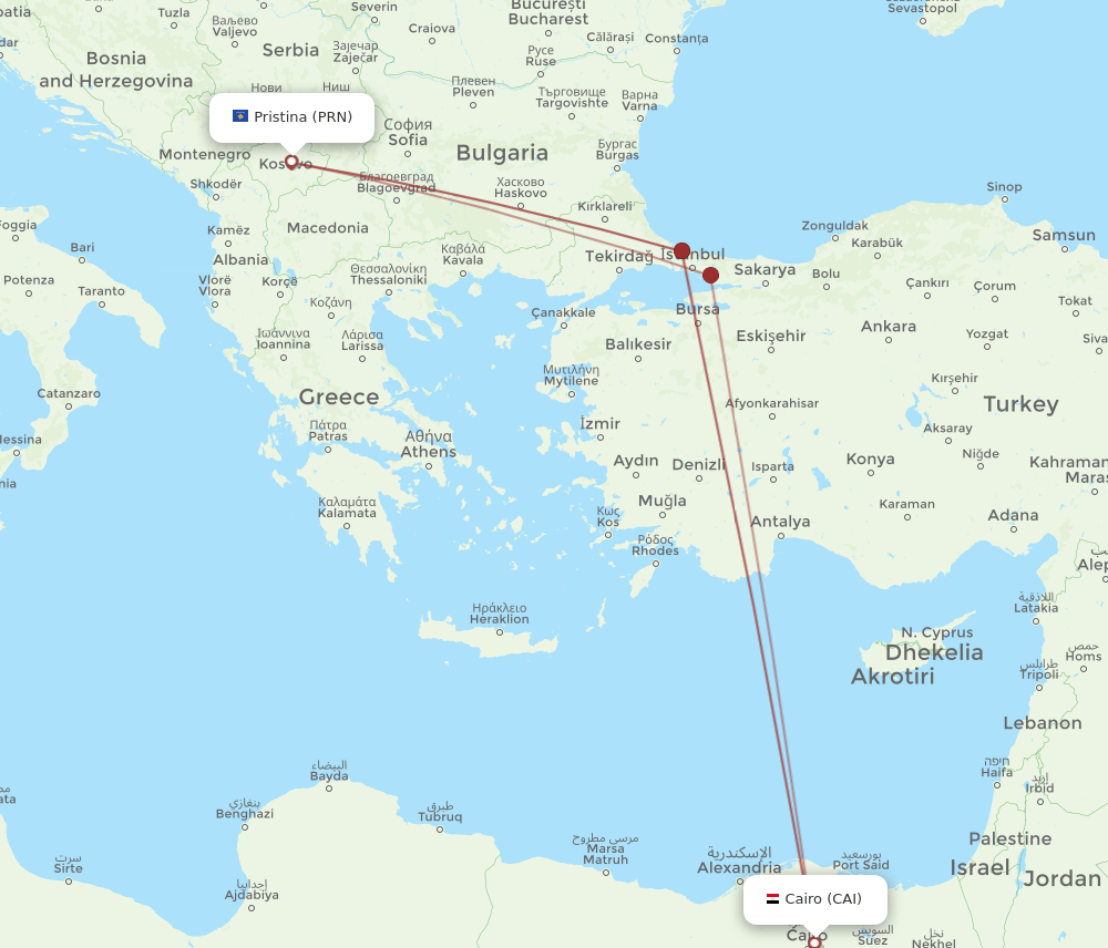 PRN-CAI flight routes