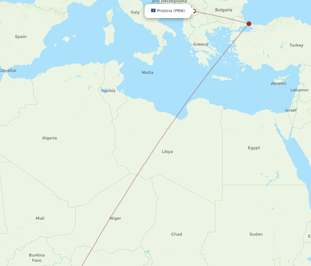 PRN-COO flight routes