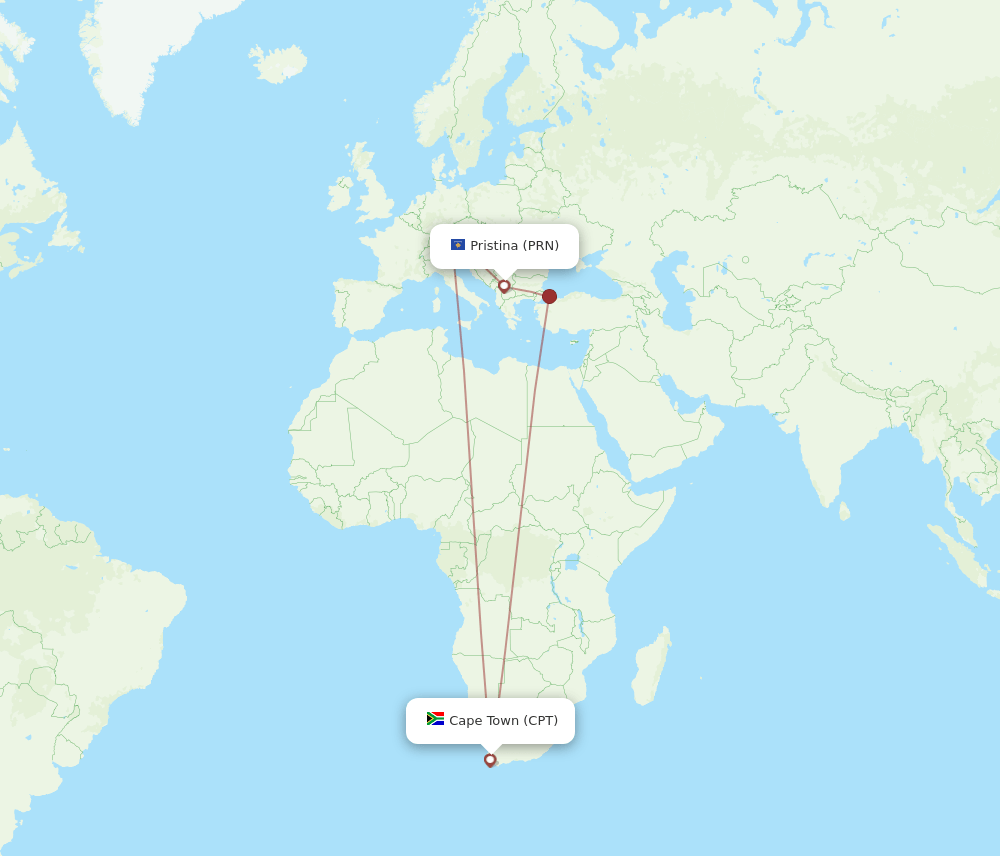 PRN-CPT flight routes