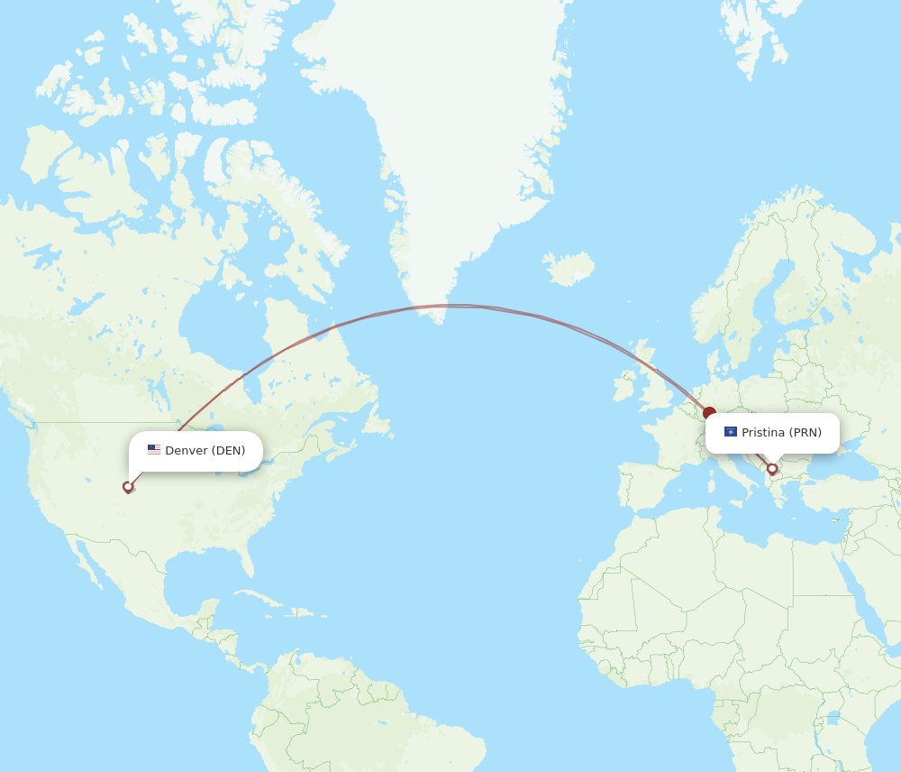 PRN-DEN flight routes
