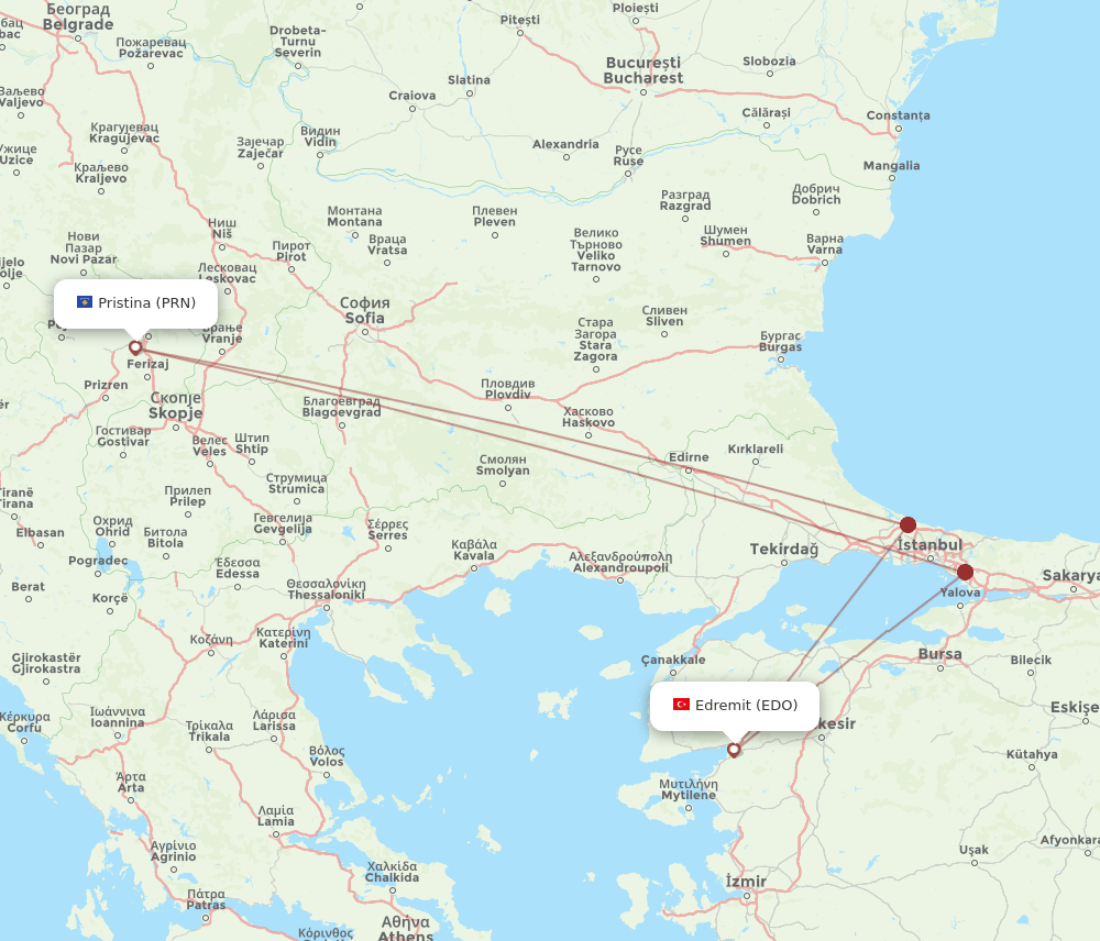 PRN-EDO flight routes