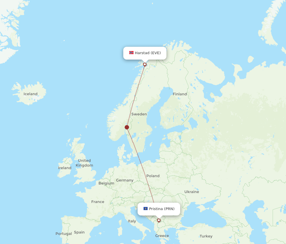 PRN-EVE flight routes