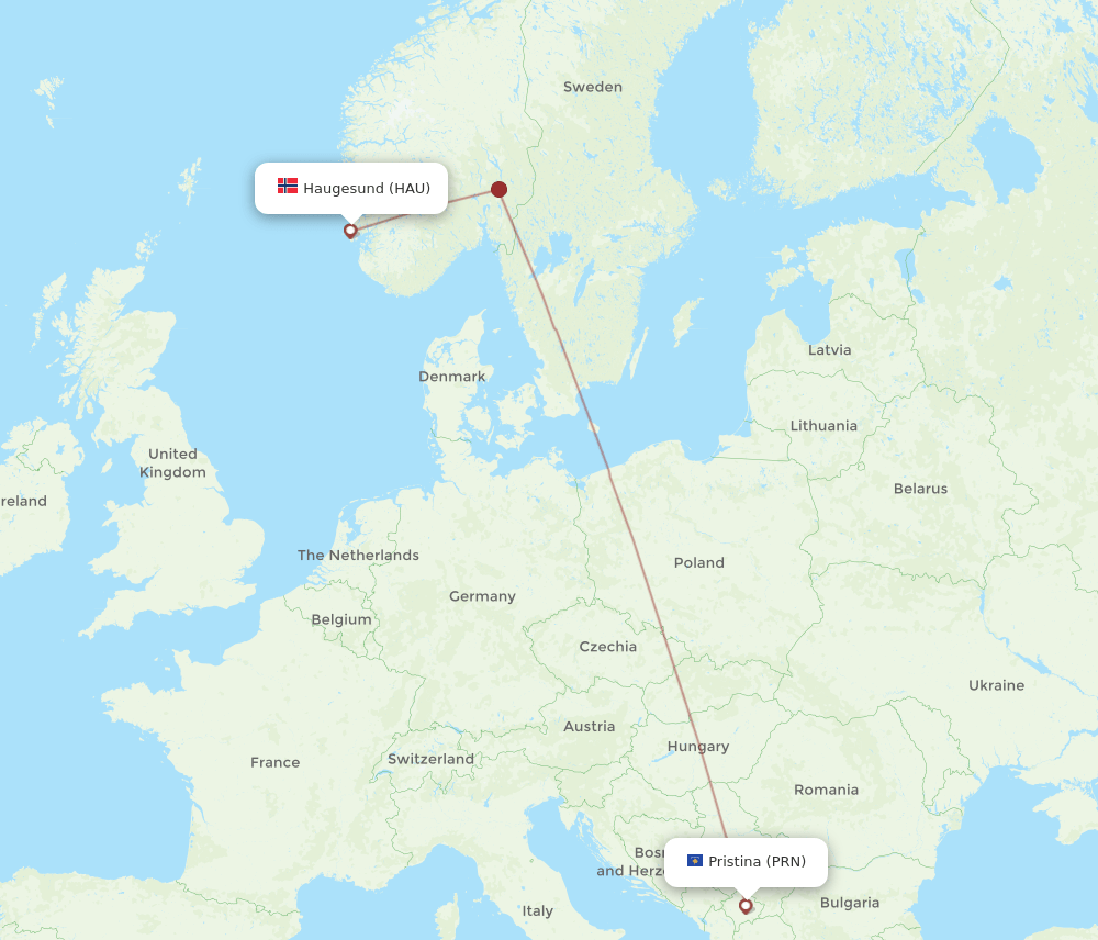 PRN-HAU flight routes