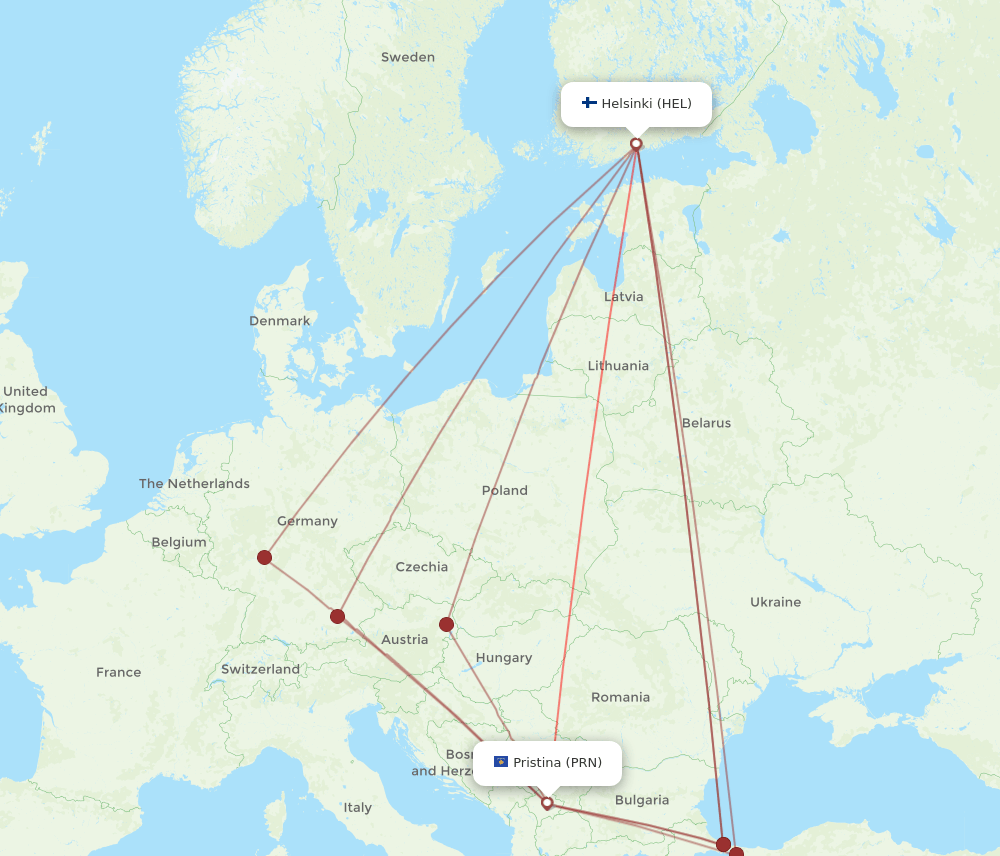 PRN-HEL flight routes