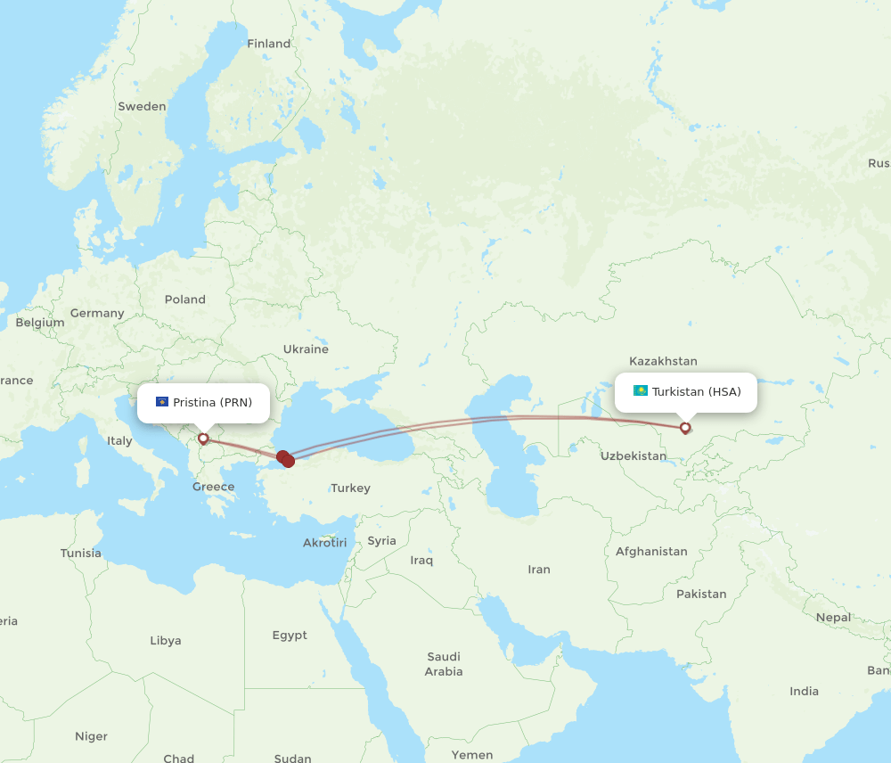 PRN-HSA flight routes
