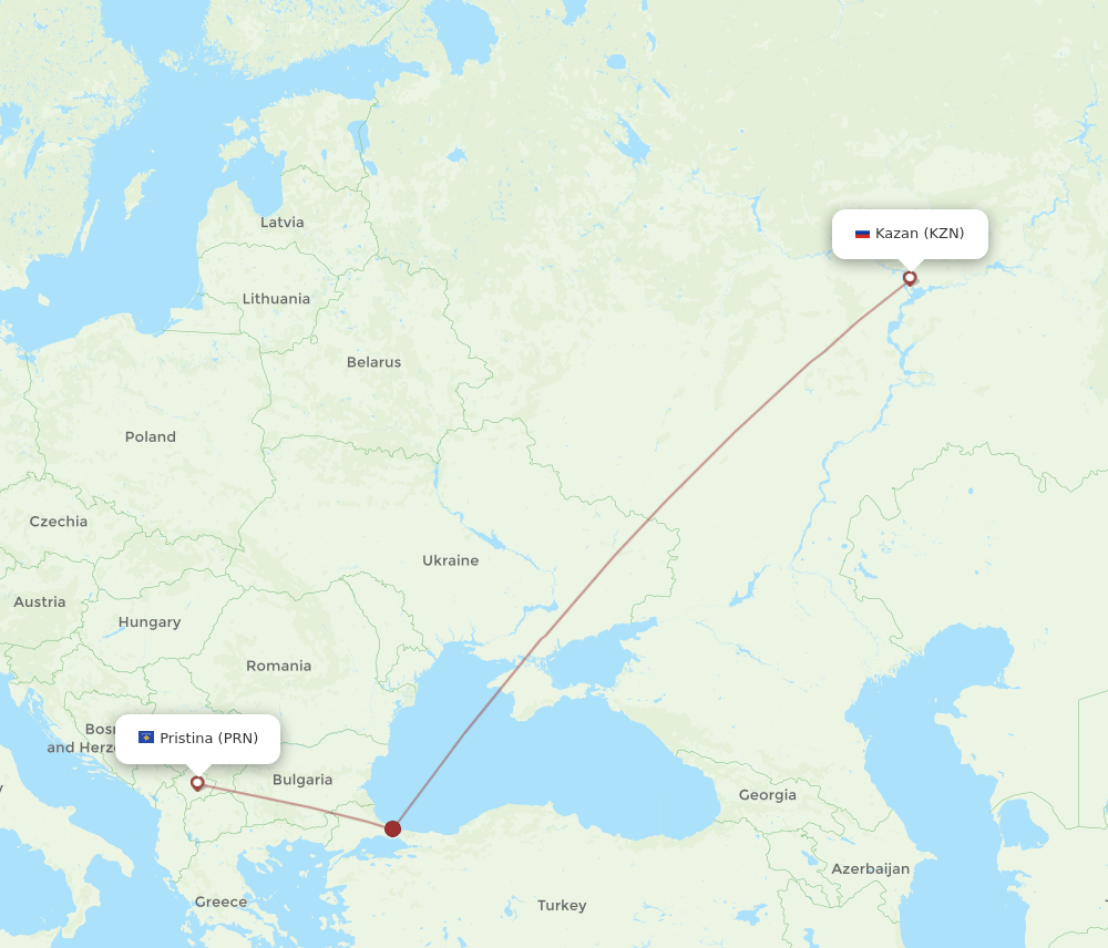 PRN-KZN flight routes