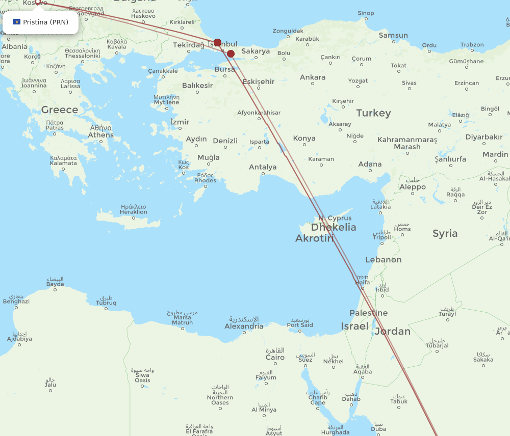 PRN-MED flight routes