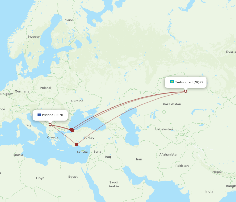 PRN-NQZ flight routes