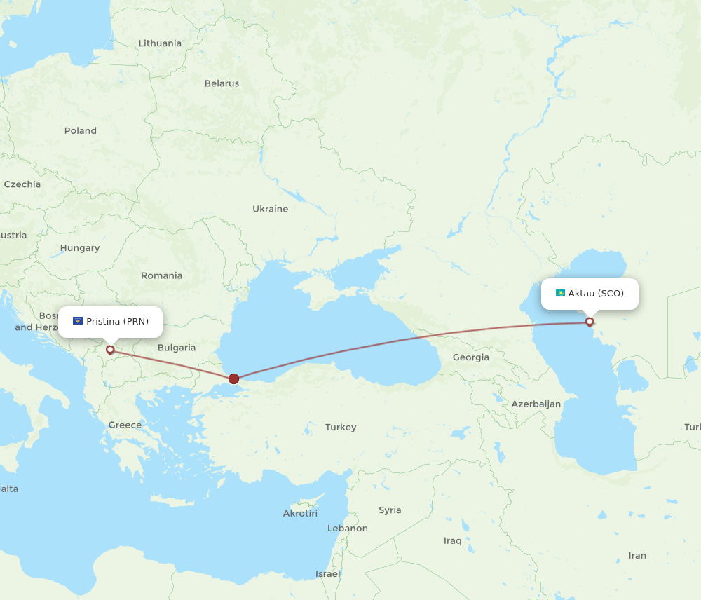 PRN-SCO flight routes