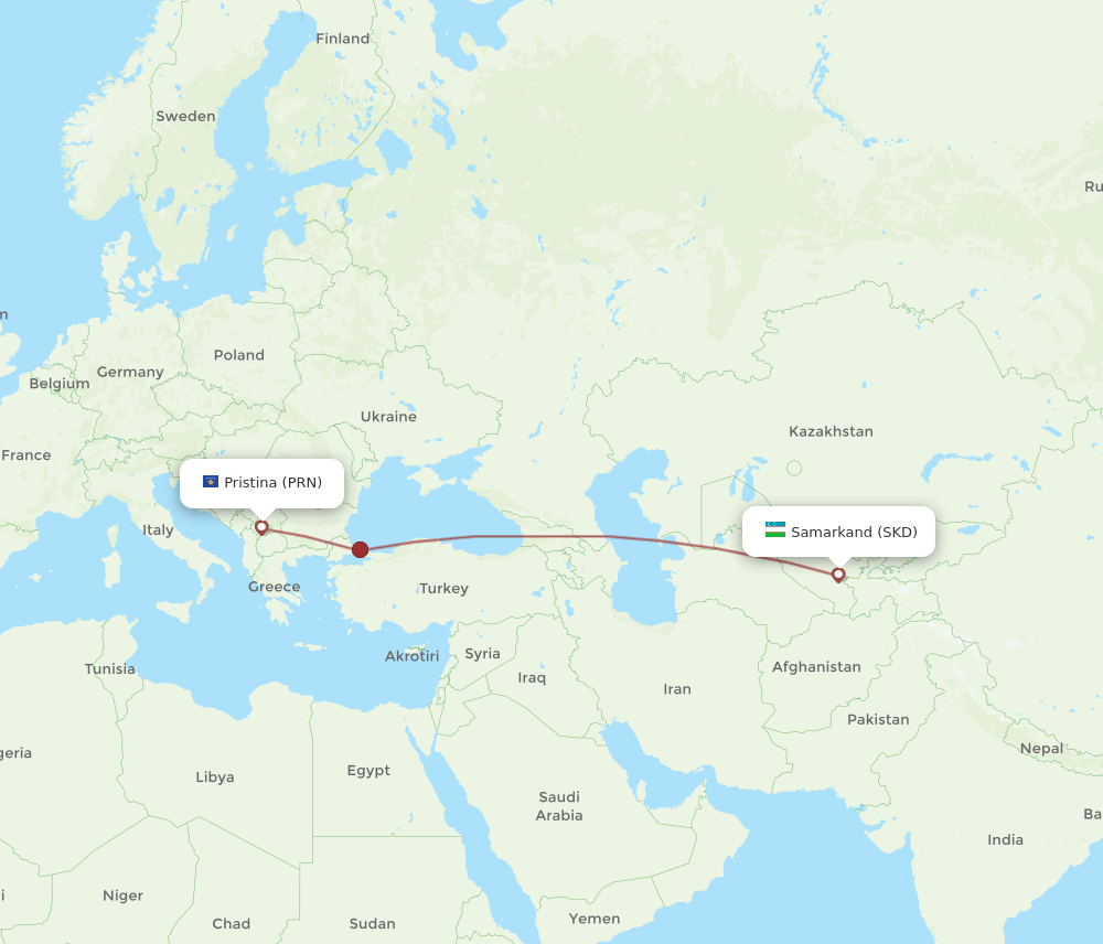 PRN-SKD flight routes