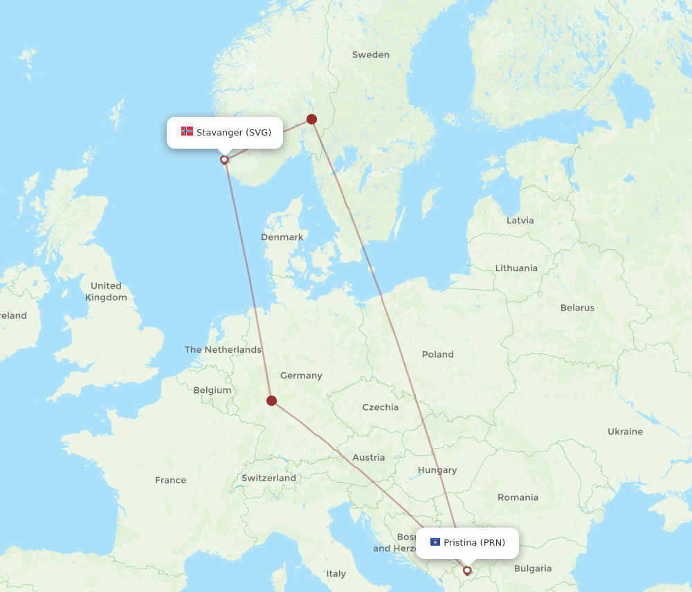 PRN-SVG flight routes