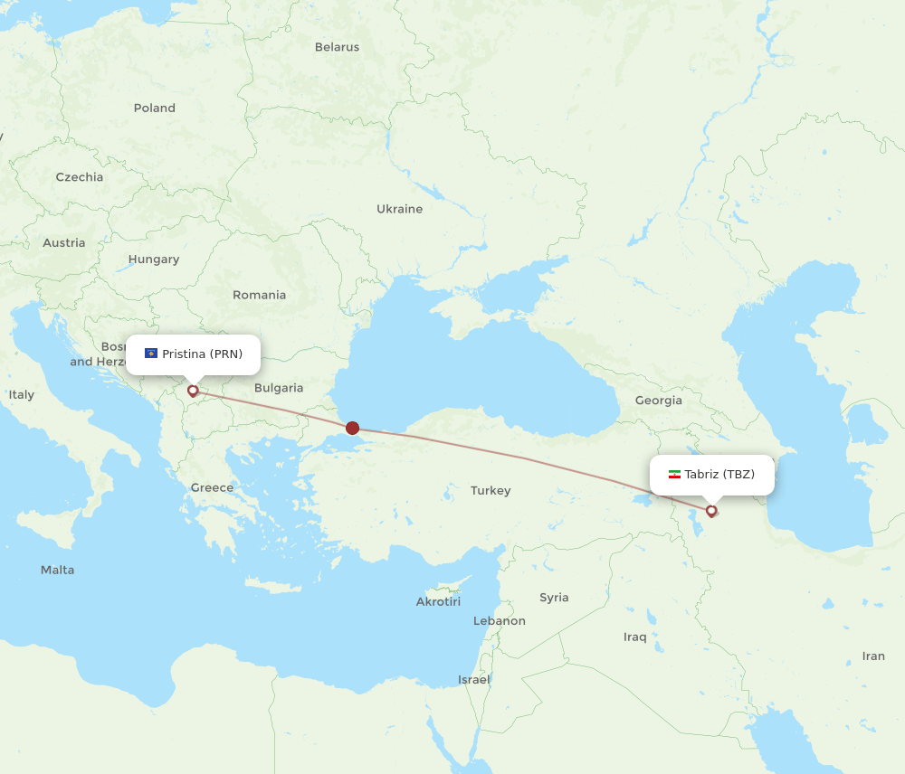 PRN-TBZ flight routes