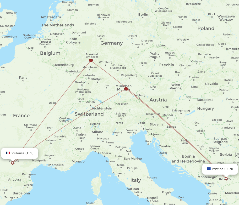 PRN-TLS flight routes
