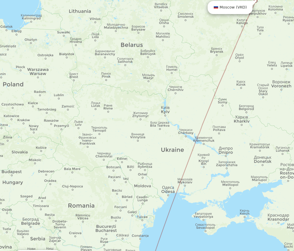 PRN to VKO flights and routes map