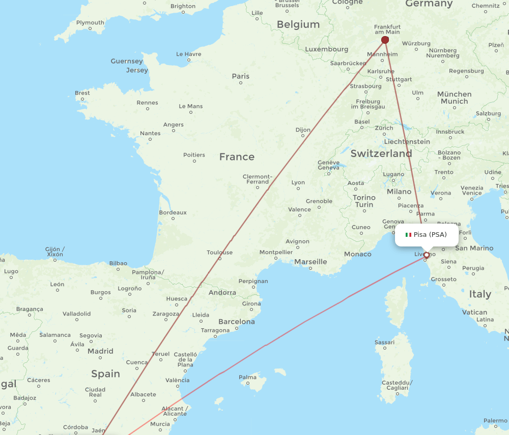 PSA-AGP flight routes