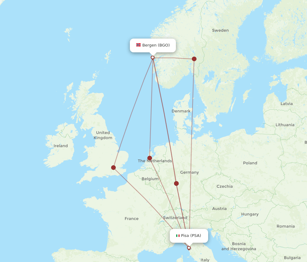 PSA-BGO flight routes