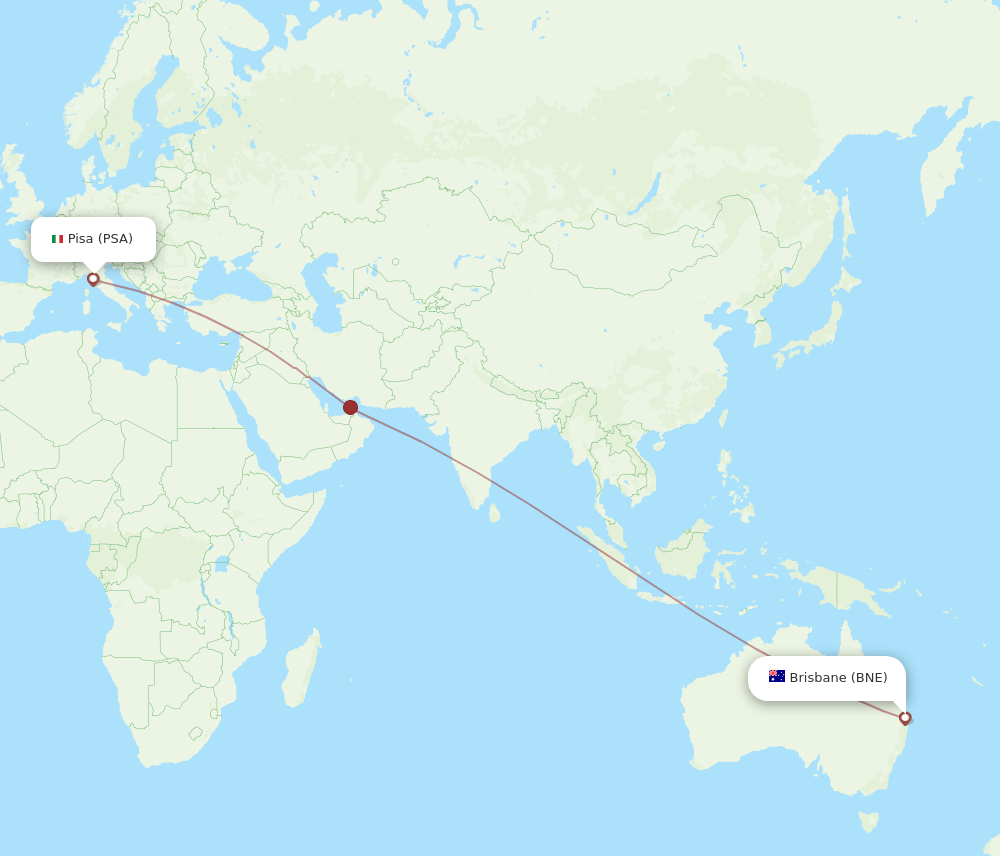 PSA to BNE flights and routes map