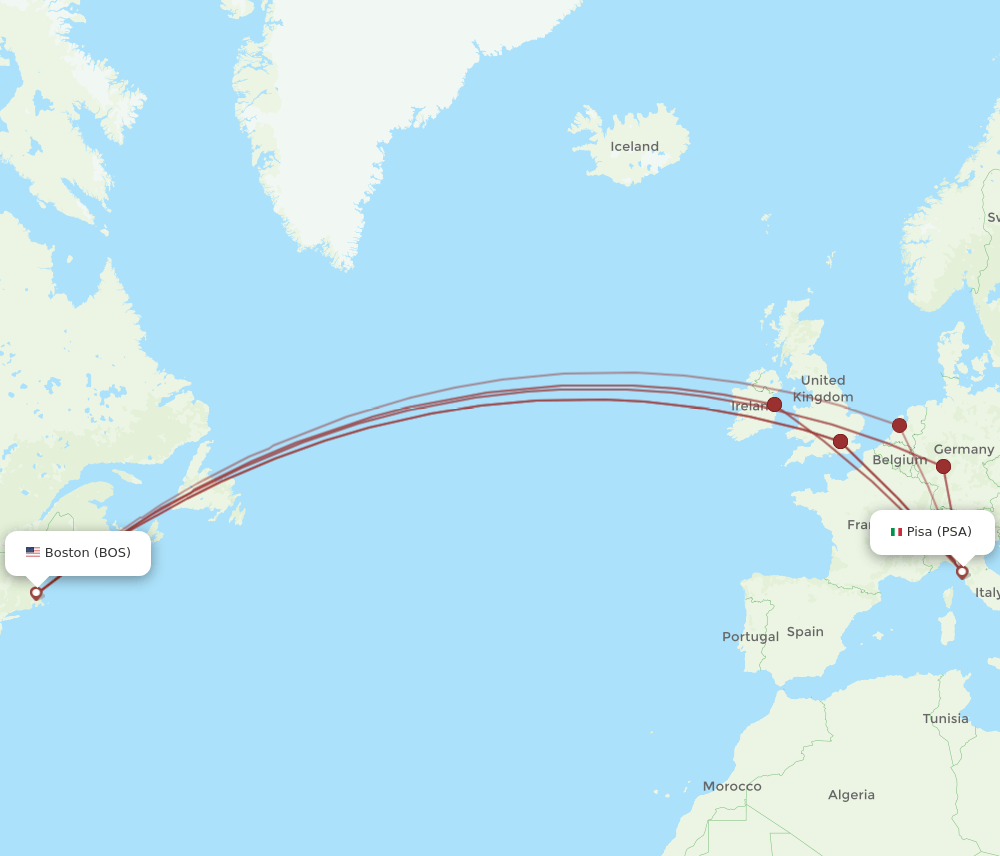 PSA-BOS flight routes