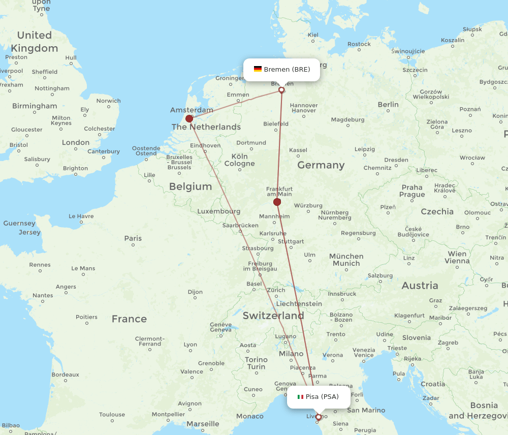 PSA-BRE flight routes