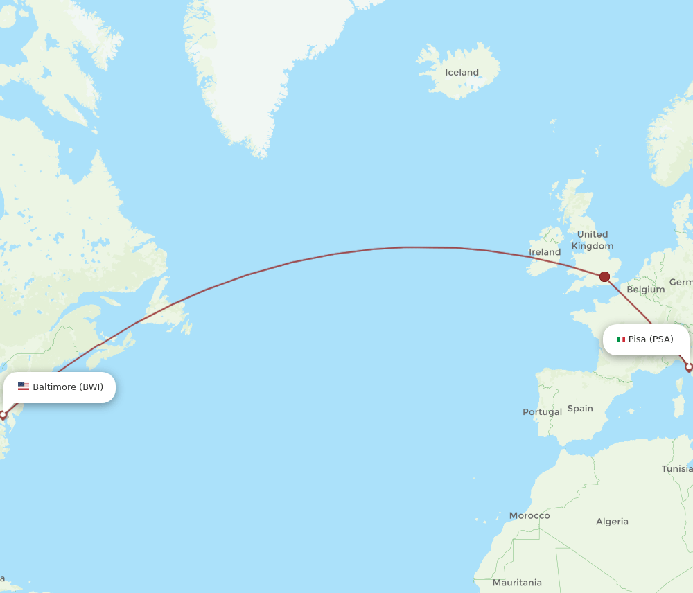 PSA-BWI flight routes