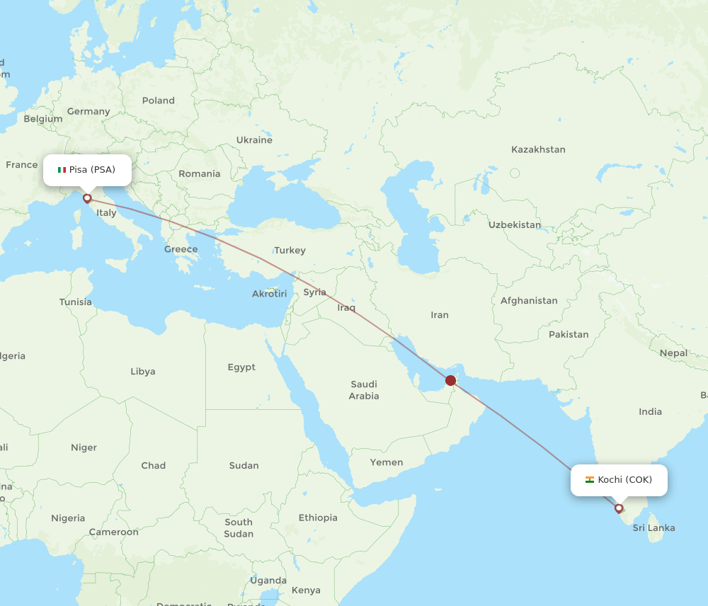 PSA-COK flight routes