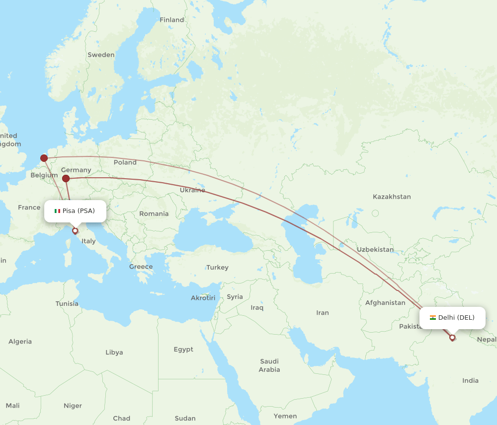 PSA-DEL flight routes