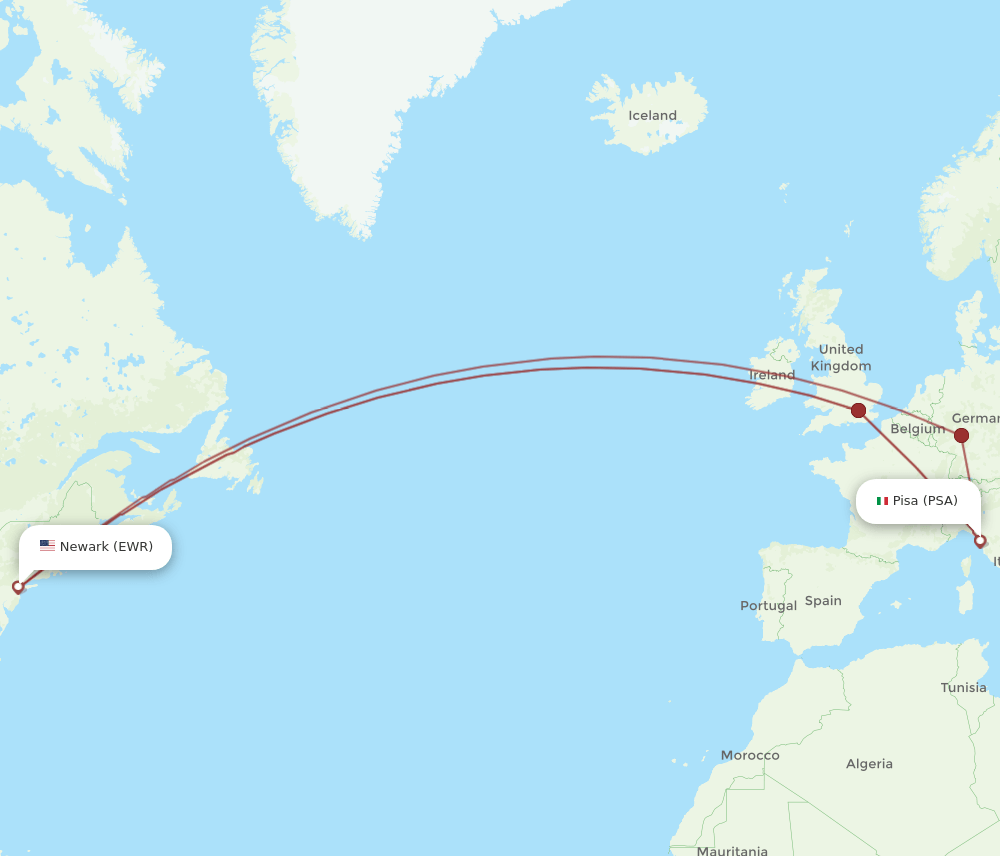 PSA-EWR flight routes