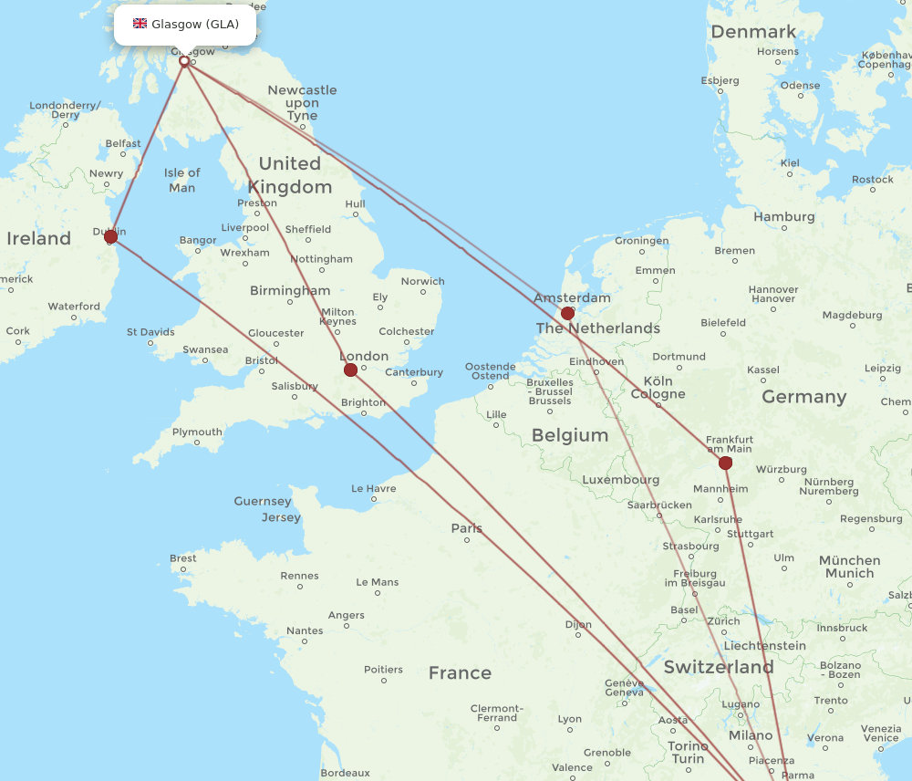 PSA-GLA flight routes