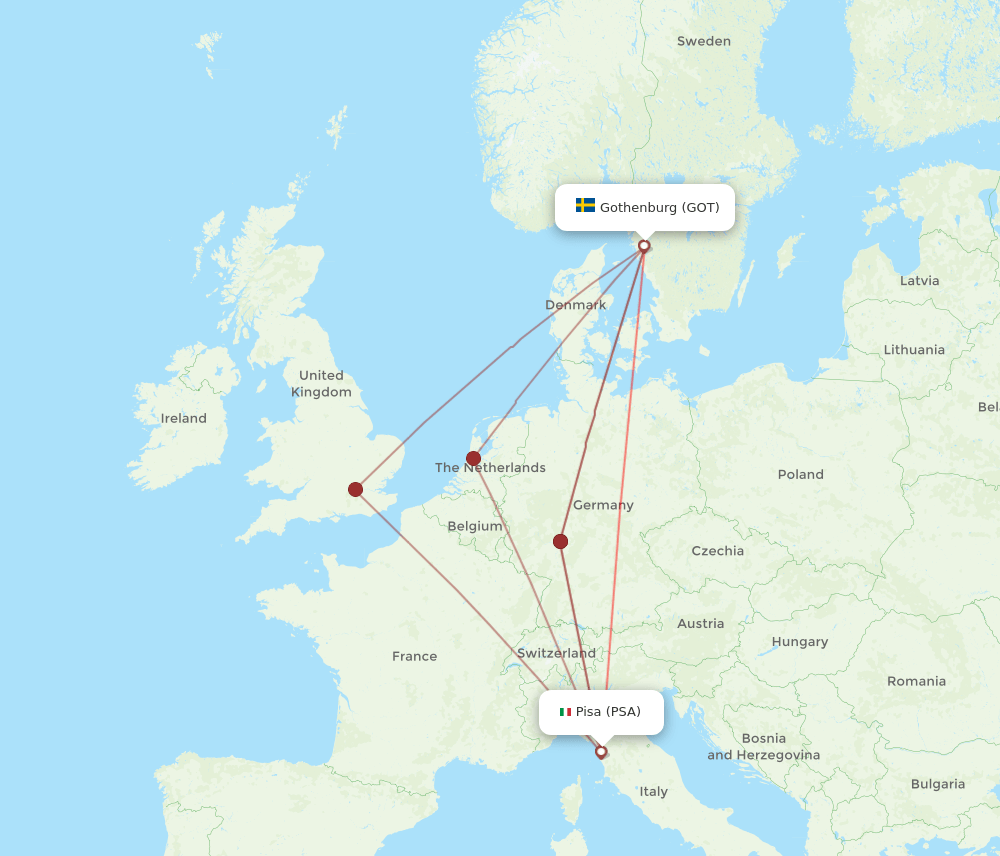 PSA-GOT flight routes