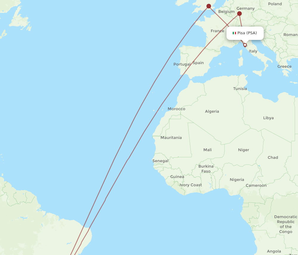 PSA to GRU flights and routes map
