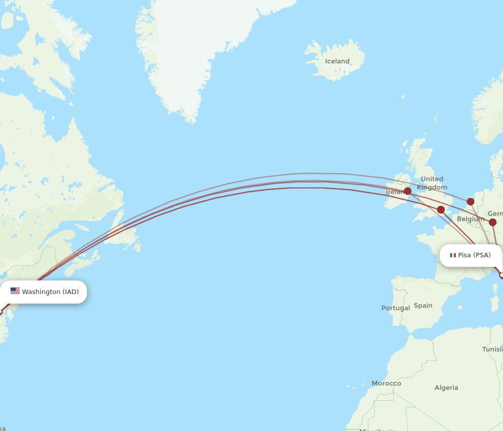PSA-IAD flight routes